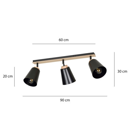 Lampa sufitowa  ATLAS 3 BLACK 725/3 EMIBIG
