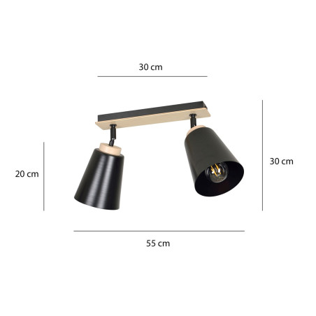 Lampa sufitowa  ATLAS 2 BLACK 725/2 EMIBIG