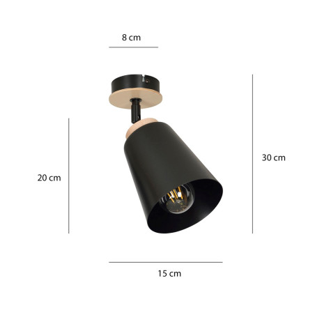 Lampa sufitowa  ATLAS 1 BLACK 725/1 EMIBIG