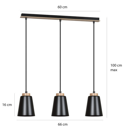 Lampa wisząca BOLERO 3 BLACK 442/3 EMIBIG