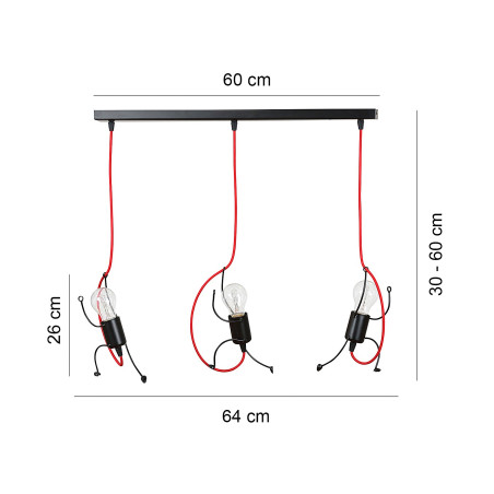 Lampa wisząca BOBI 3 BLACK 537/3 EMIBIG