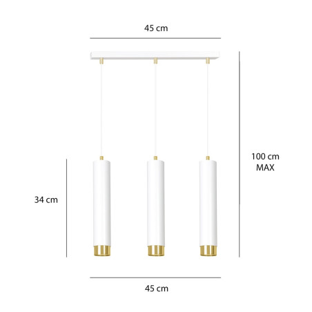 Lampa wisząca  KIBO 3 WH/GOLD 642/3 EMIBIG