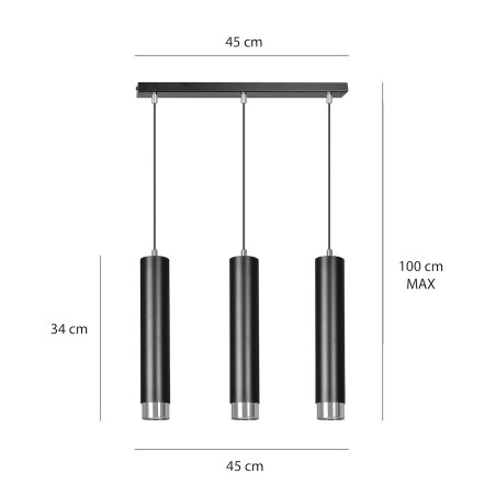 Lampa wisząca  KIBO 3 BL/CHROME 643/3 EMIBIG