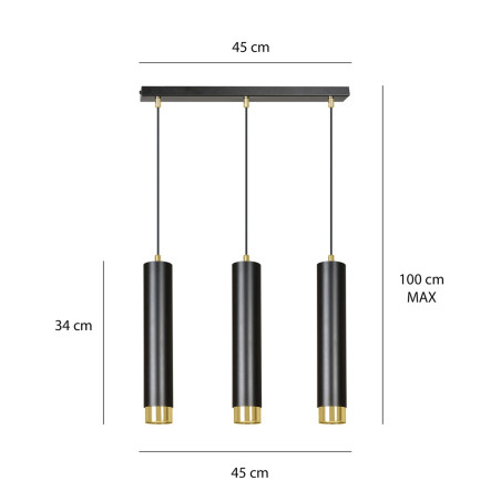 Lampa wisząca  KIBO 3 BL/GOLD 644/3 EMIBIG