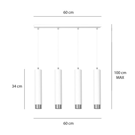 Lampa wisząca  KIBO 4 WH/CHROME 641/4 EMIBIG