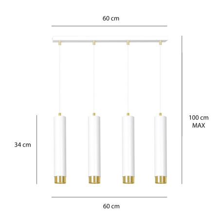 Lampa wisząca  KIBO 4 WH/GOLD 642/4 EMIBIG