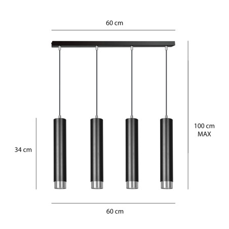 Lampa wisząca  KIBO 4 BL/CHROME 643/4 EMIBIG