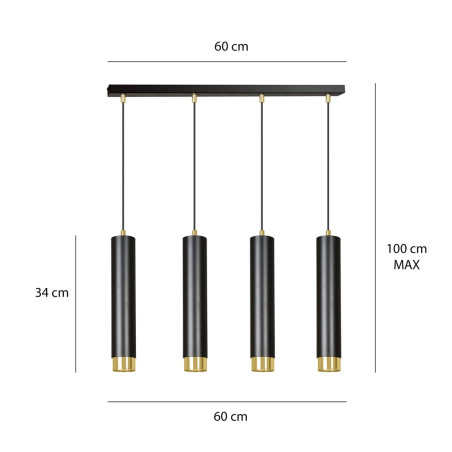 Lampa wisząca  KIBO 4 BL/GOLD 644/4 EMIBIG