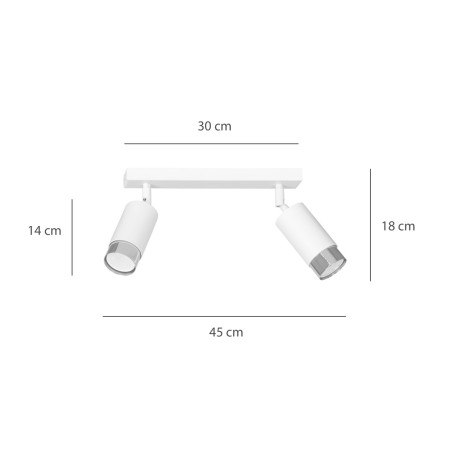 Lampa sufitowa  HIRO 2 WH/CHROME 962/2 EMIBIG