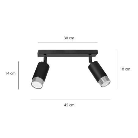 Lampa sufitowa  HIRO 2 BL/CHROME 964/2 EMIBIG