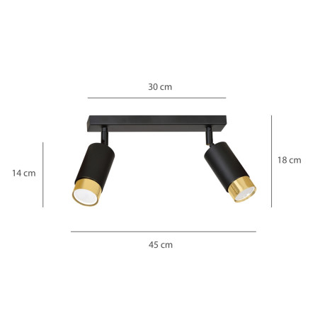 Lampa sufitowa  HIRO 2 BL/GOLD 965/2 EMIBIG