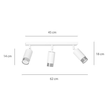 Lampa sufitowa  HIRO 3 WH/CHROME 962/3 EMIBIG