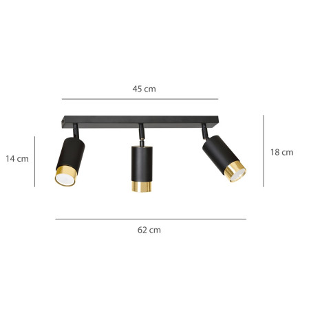 Lampa sufitowa  HIRO 3 BL/GOLD 965/3 EMIBIG