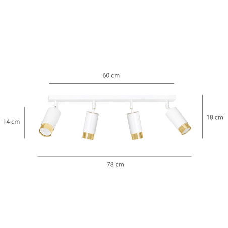 Lampa sufitowa  HIRO 4 WH/GOLD 963/4 EMIBIG