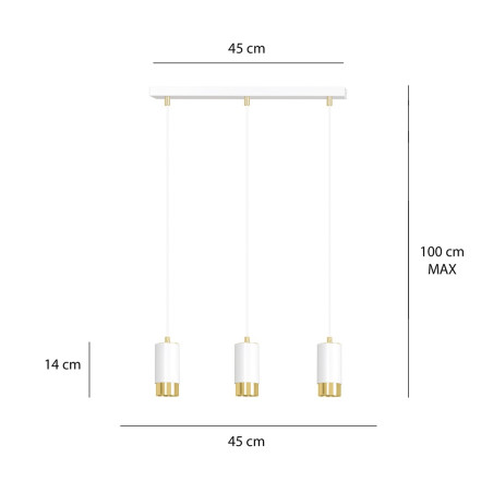 Lampa wisząca  FUMIKO 3 WH/GOLD 815/3 EMIBIG