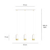 Lampa wisząca  FUMIKO 3 WH/GOLD 815/3 EMIBIG