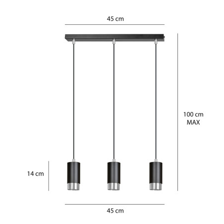Lampa wisząca  FUMIKO 3 BL/CHROME 816/3 EMIBIG