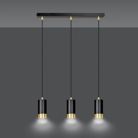 Lampa wisząca  FUMIKO 3 BL/GOLD 817/3 EMIBIG
