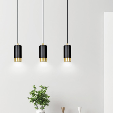 Lampa wisząca  FUMIKO 3 BL/GOLD 817/3 EMIBIG