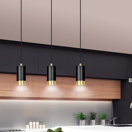Lampa wisząca  FUMIKO 3 BL/GOLD 817/3 EMIBIG