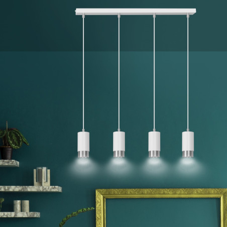Lampa wisząca  FUMIKO 4 WH/CHROME 814/4 EMIBIG