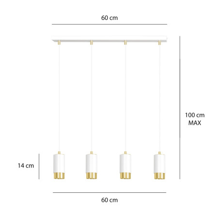 Lampa wisząca  FUMIKO 4 WH/GOLD 815/4 EMIBIG