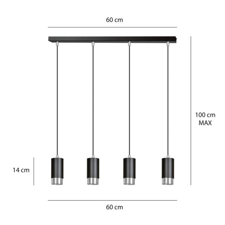 Lampa wisząca  FUMIKO 4 BL/CHROME 816/4 EMIBIG