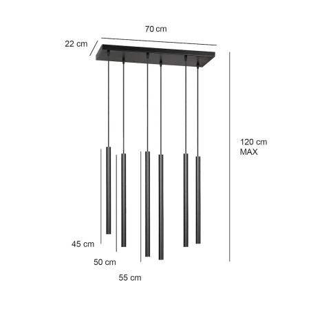 Lampa wisząca  SELTER 6 BLACK 552/6 EMIBIG