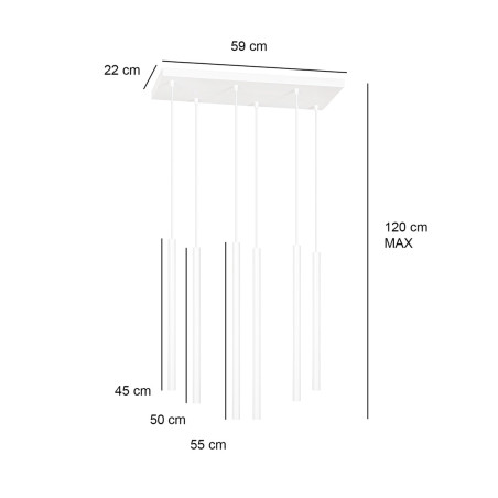 Lampa wisząca  SELTER 6 WHITE 553/6 EMIBIG
