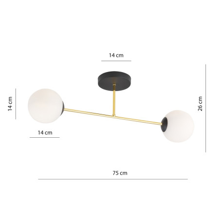 Lampa sufitowa  MAGNUM 2 BL OPAL 1233/2 EMIBIG