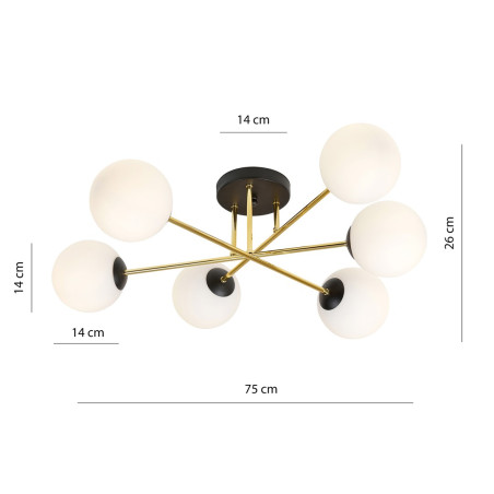 Lampa sufitowa  MAGNUM 6 BL OPAL 1233/6 EMIBIG