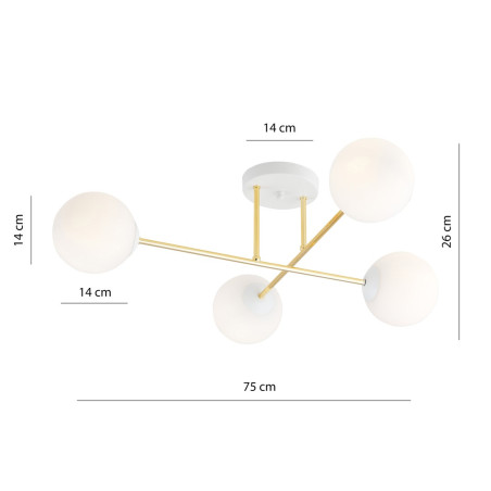 Lampa sufitowa  MAGNUM 4 WH OPAL 1234/4 EMIBIG