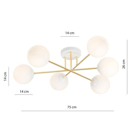 Lampa sufitowa  MAGNUM 6 WH OPAL 1234/6 EMIBIG