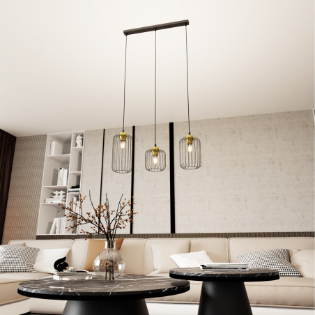 Lampa wisząca VANDER 3 BL GOLD 1364/3 EMIBIG