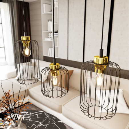 Lampa wisząca VANDER 3 BL GOLD 1364/3 EMIBIG