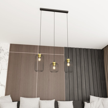 Lampa wisząca VANDER 3 BL GOLD 1364/3 EMIBIG
