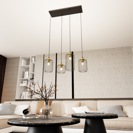 Lampa wisząca VANDER 4 BL GOLD 1364/4 EMIBIG