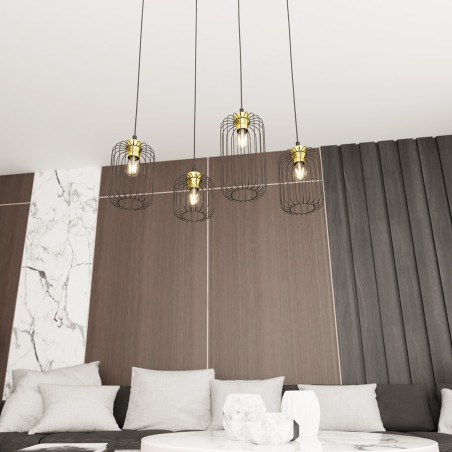 Lampa wisząca VANDER 4 BL GOLD 1364/4 EMIBIG