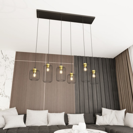 Lampa wisząca VANDER 6 BL GOLD 1364/6 EMIBIG