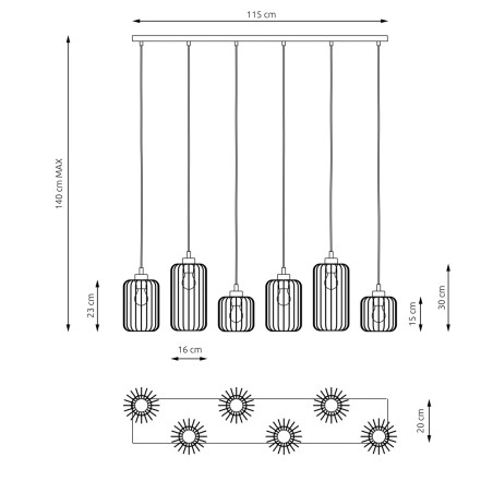 Lampa wisząca VANDER 6 BL 1365/6 EMIBIG