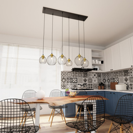 Lampa wisząca NANDO 6 BL GOLD 1368/6 EMIBIG