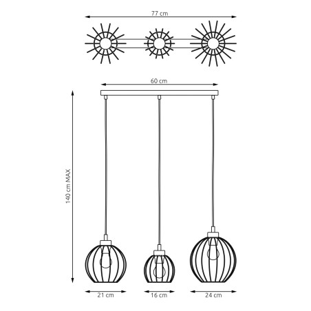 Lampa wisząca NANDO 3 BL 1369/3 EMIBIG
