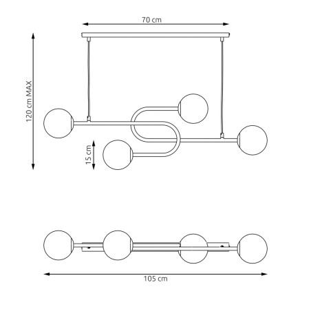 Lampa wisząca ATRIA 4 BL GRAFIT 1384/4 EMIBIG
