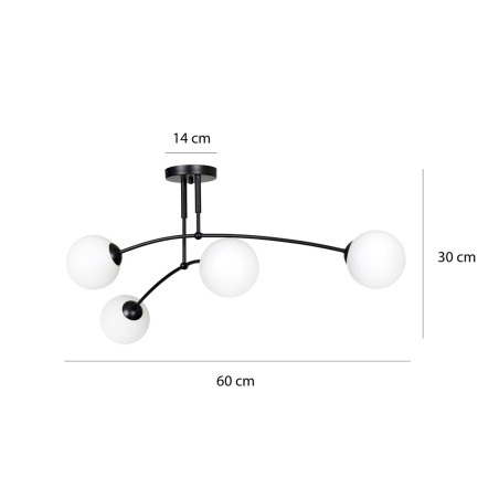Lampa sufitowa  PREGOS 4 BLACK 670/4 EMIBIG