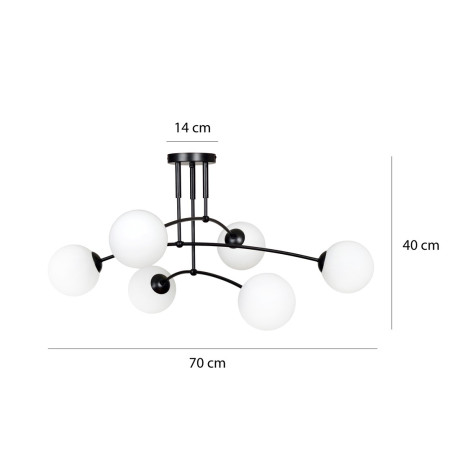 Lampa sufitowa  PREGOS 6 BLACK 670/6 EMIBIG