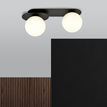 Lampa sufitowa  PLAZA 2 BLACK/OPAL 1118/2 EMIBIG