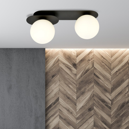 Lampa sufitowa  PLAZA 2 BLACK/OPAL 1118/2 EMIBIG
