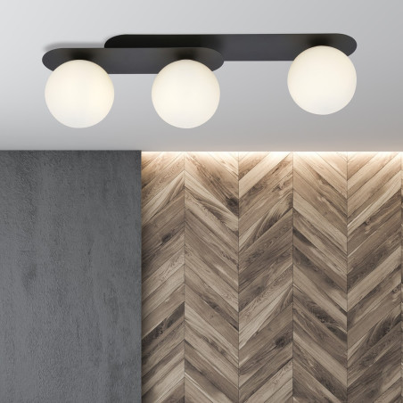 Lampa sufitowa  PLAZA 3 BLACK/OPAL 1118/3 EMIBIG