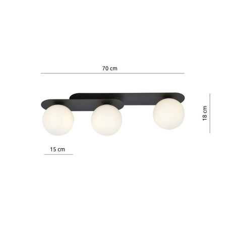 Lampa sufitowa  PLAZA 3 BLACK/OPAL 1118/3 EMIBIG