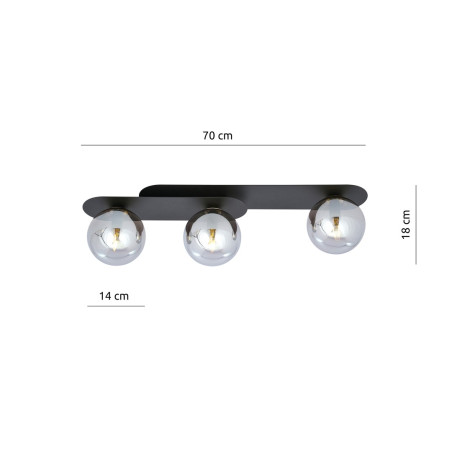 Lampa sufitowa  PLAZA 3 BLACK/GRAFIT 1119/3 EMIBIG